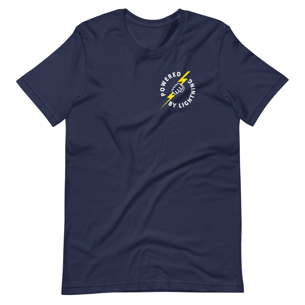 Powered By Lightning Bitcoin T-Shirt | Front and back design
