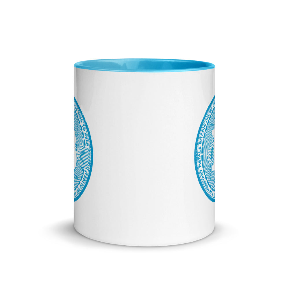 Bitcoin Mug - Baby Blue Bitcoin Casascius Coin Magic Mug - 11 oz. - Coffee Tea