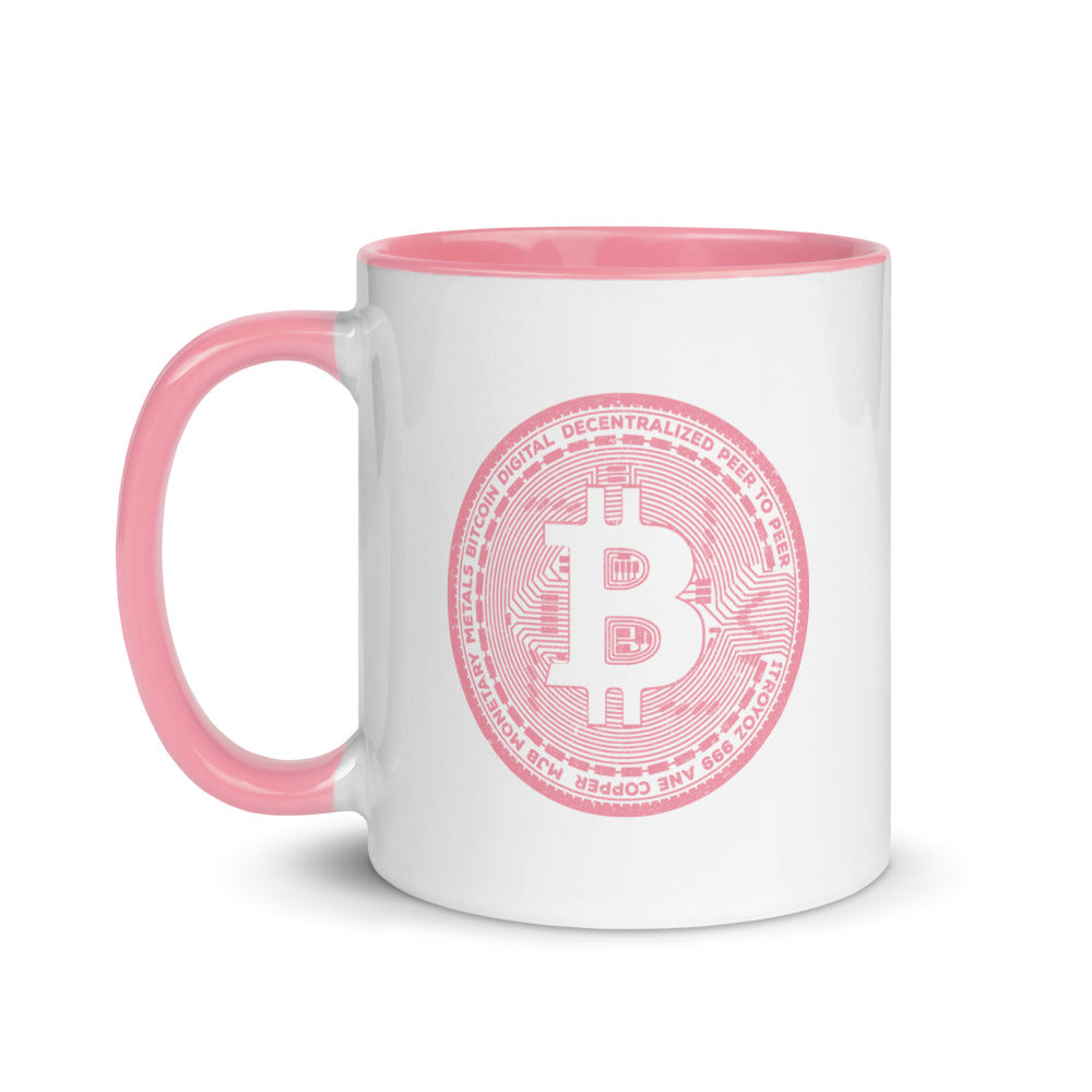 Bitcoin Mug - Light Pink Bitcoin Casascius Coin Magic Mug - 11 oz. - Coffee Tea