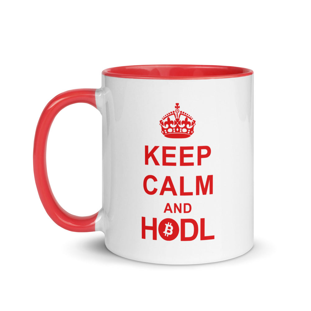 Bitcoin Mug - Red Keep Calm And Hodl "Hold On For Dear Life" Magic Mug - 11 oz. - Coffee Tea