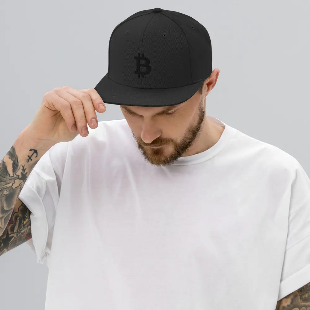 Black Bitcoin Hat With 3D puff Bitcoin Symbol Embroidery - Bitcoin Cap