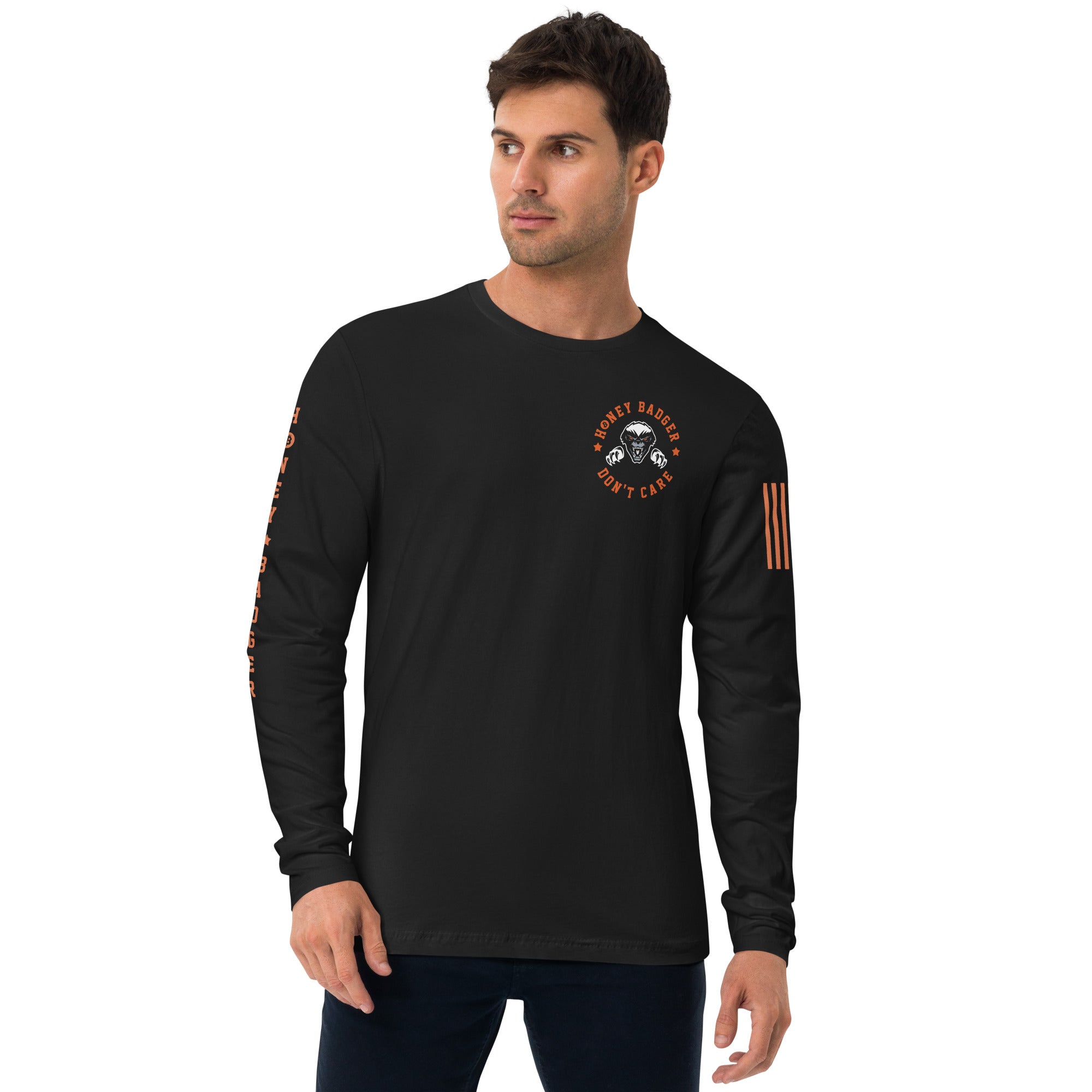 Bitcoin Merchandise - Bitcoin Shirt - Long Sleeve - Honey Badger Don't Care - Bitcoin - American Flag