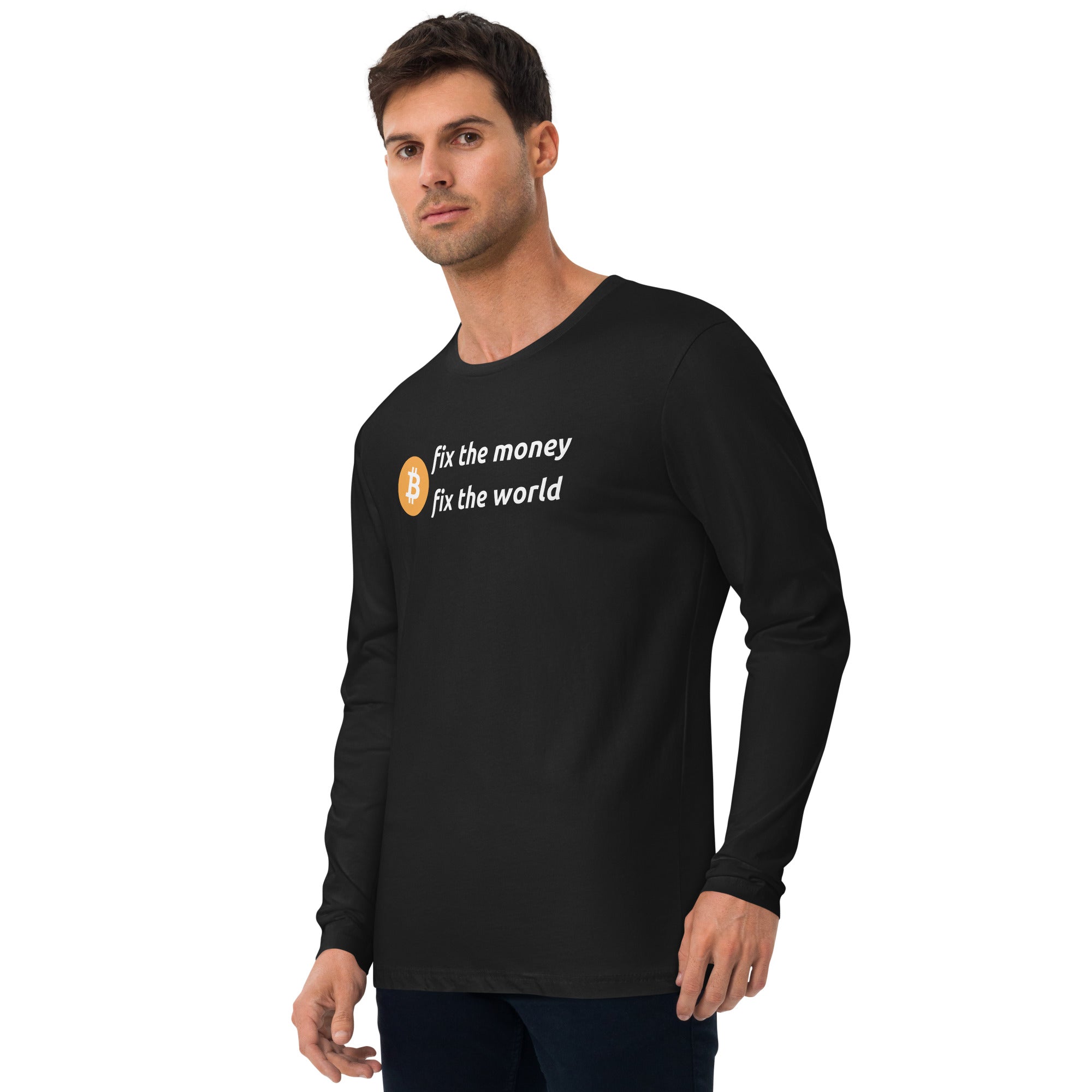 Bitcoin Merchandise - Bitcoin Shirt - Long Sleeve - Fix The Money Fix The World - Pac Man - Fiat Currencies