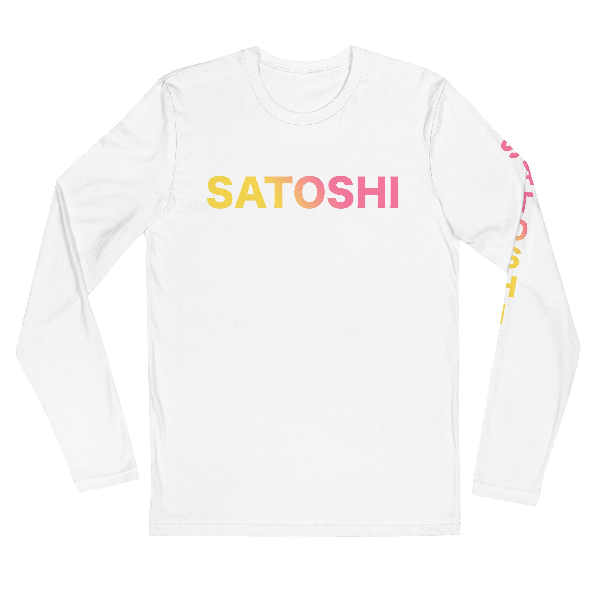 Bitcoin Merchandise - White Satoshi Shirt - Nakamoto - Long Sleeve Shirt - BTC Merch