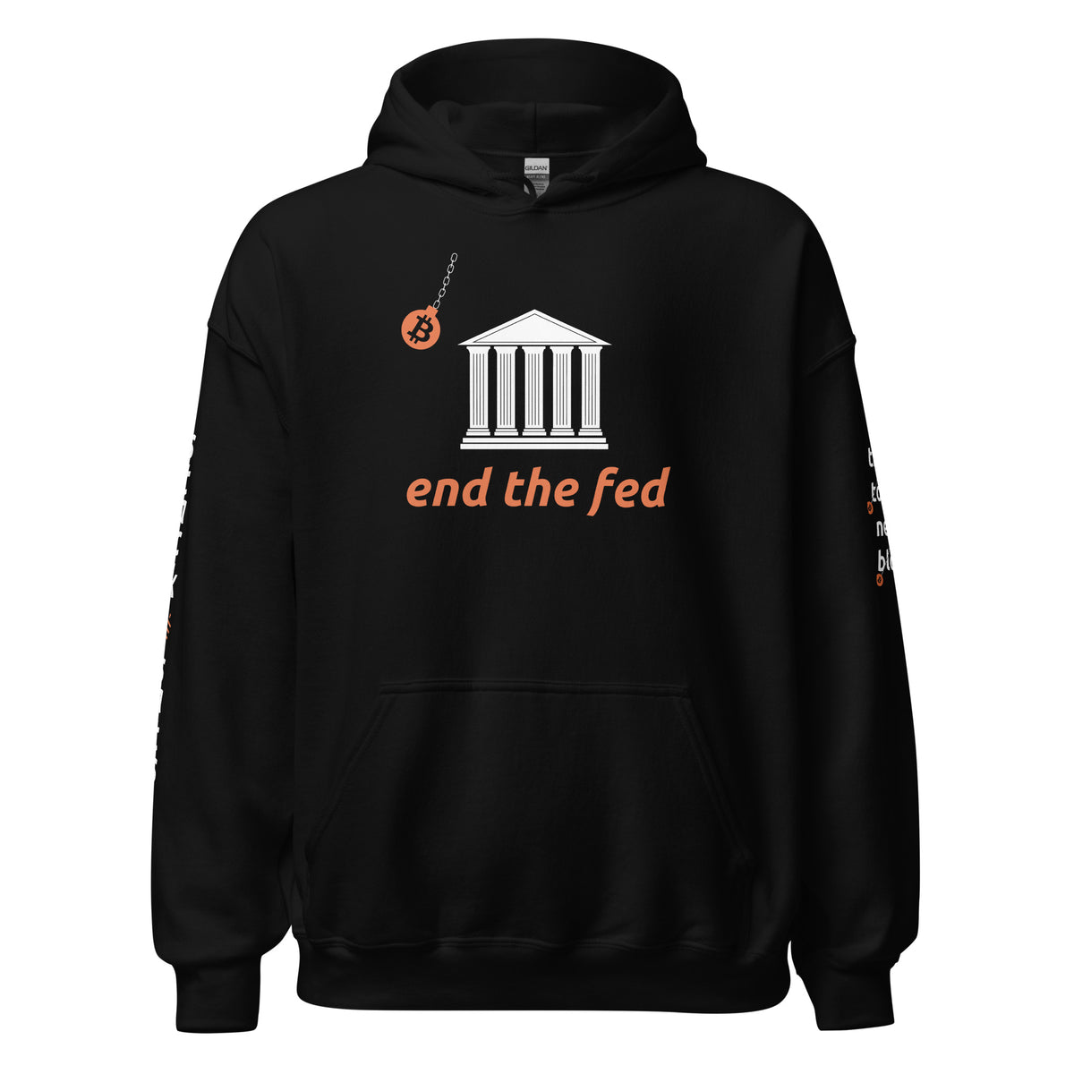 Black &quot;End The Fed&quot; Hoodie - Bitcoin Merchandise - Stack Sats - Tick Tock Next Block