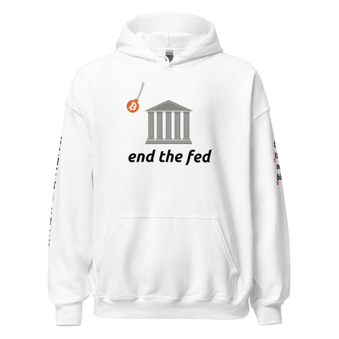 White End The Fed Hoodie - Bitcoin Merchandise - Stack Sats - Tick Tock Next Block