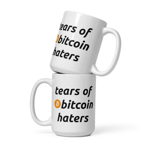 Tears Of Bitcoin Haters White Glossy Mug 15oz - Bitcoin Merchandise