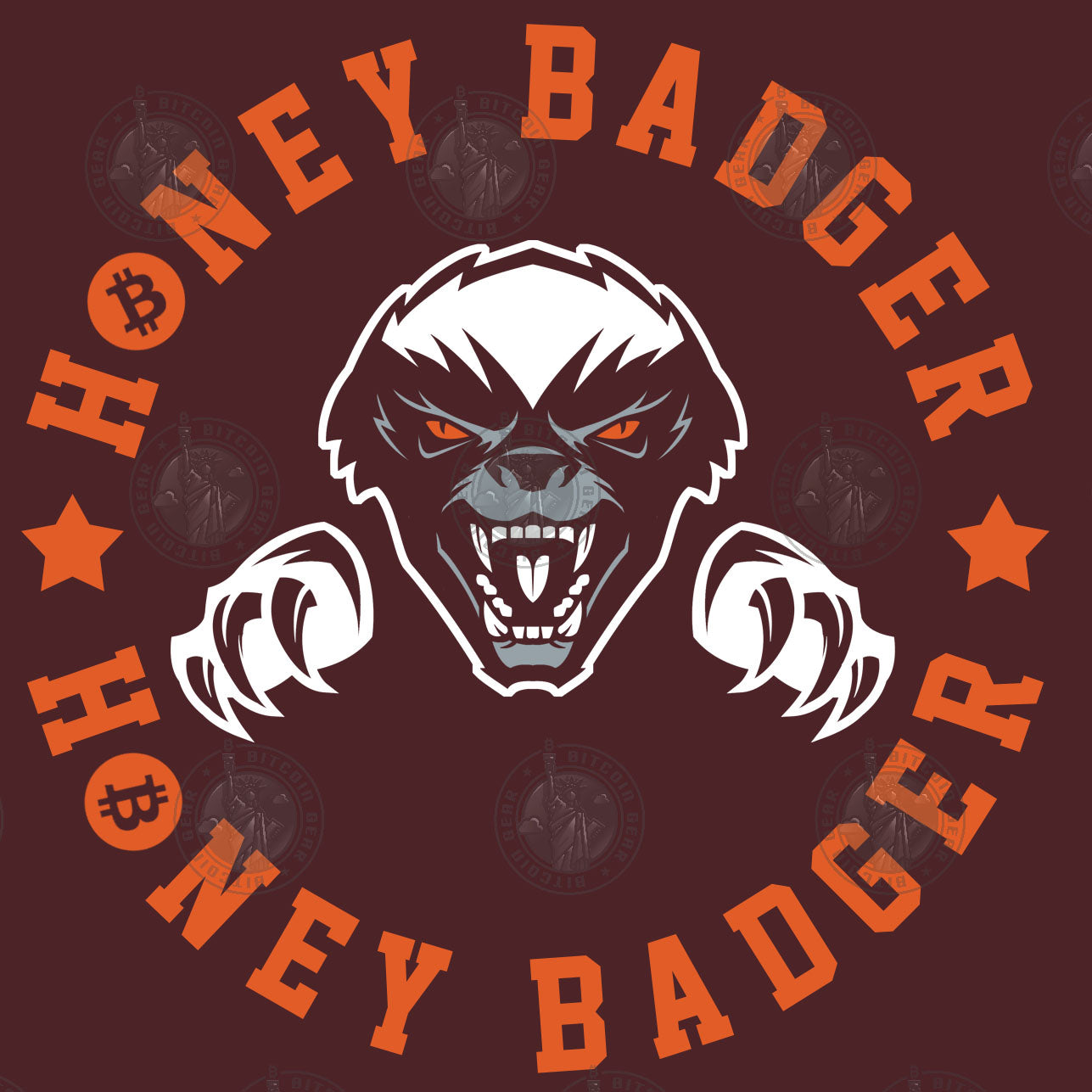 Honey Badger Chest Badge Unisex Hoodie With Right Sleeve Vertical Print