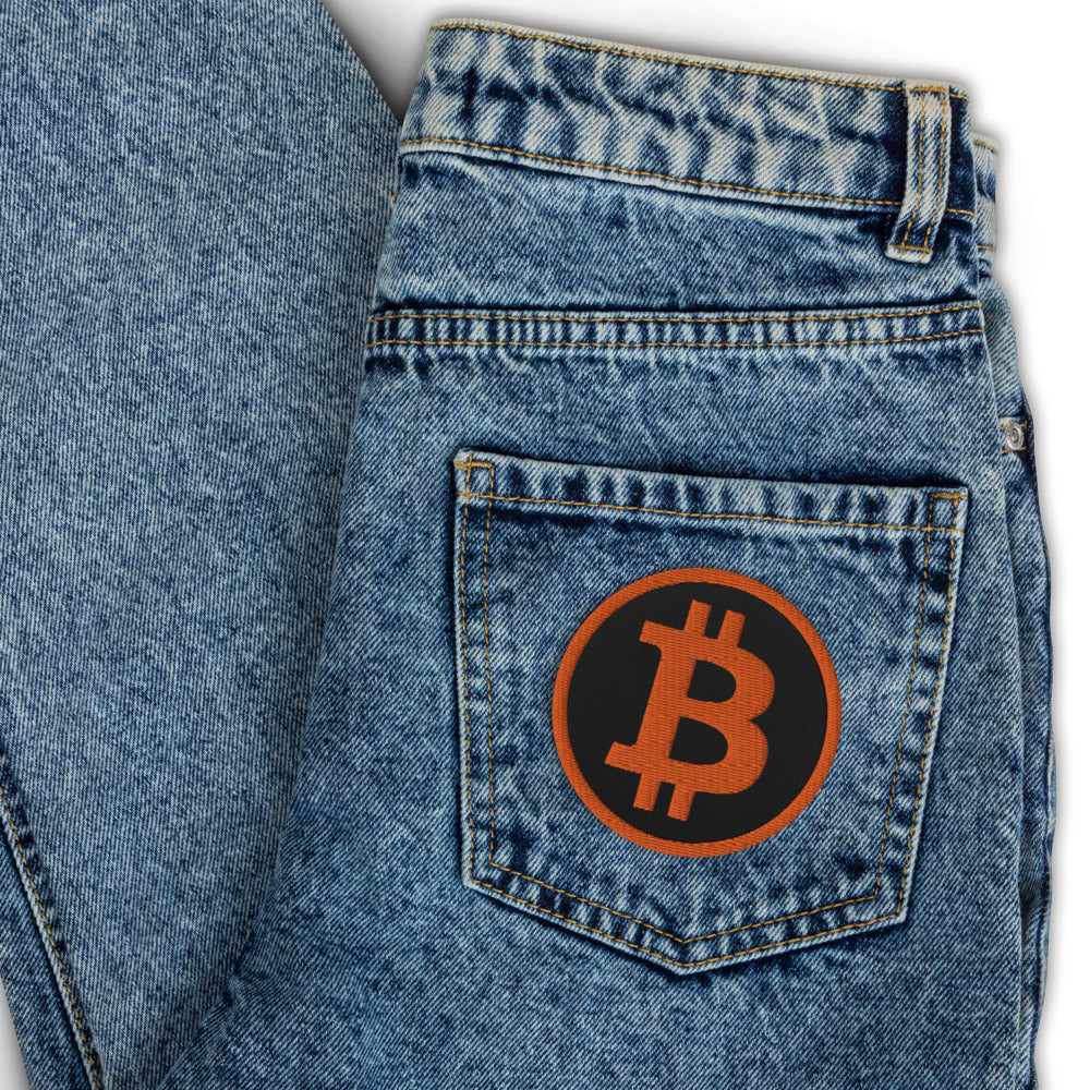 Orange Bitcoin Symbol Embroidered Patch