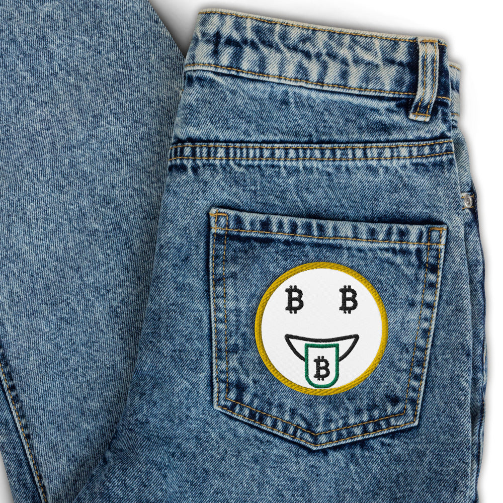 Smiley Face Embroidered Patch - Bitcoin Patch - Embroidery