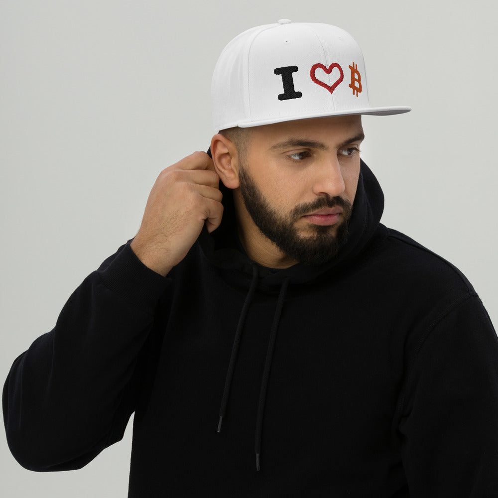 I Love BTC Snapback Hat - Bitcoin Cap - Bitcoin Merch