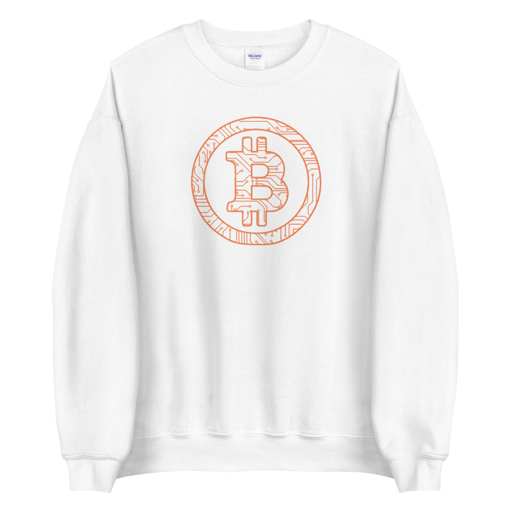 Distressed Stamped Silicon Chip Unisex Bitcoin Sweatshirt - Bitcoin Merch