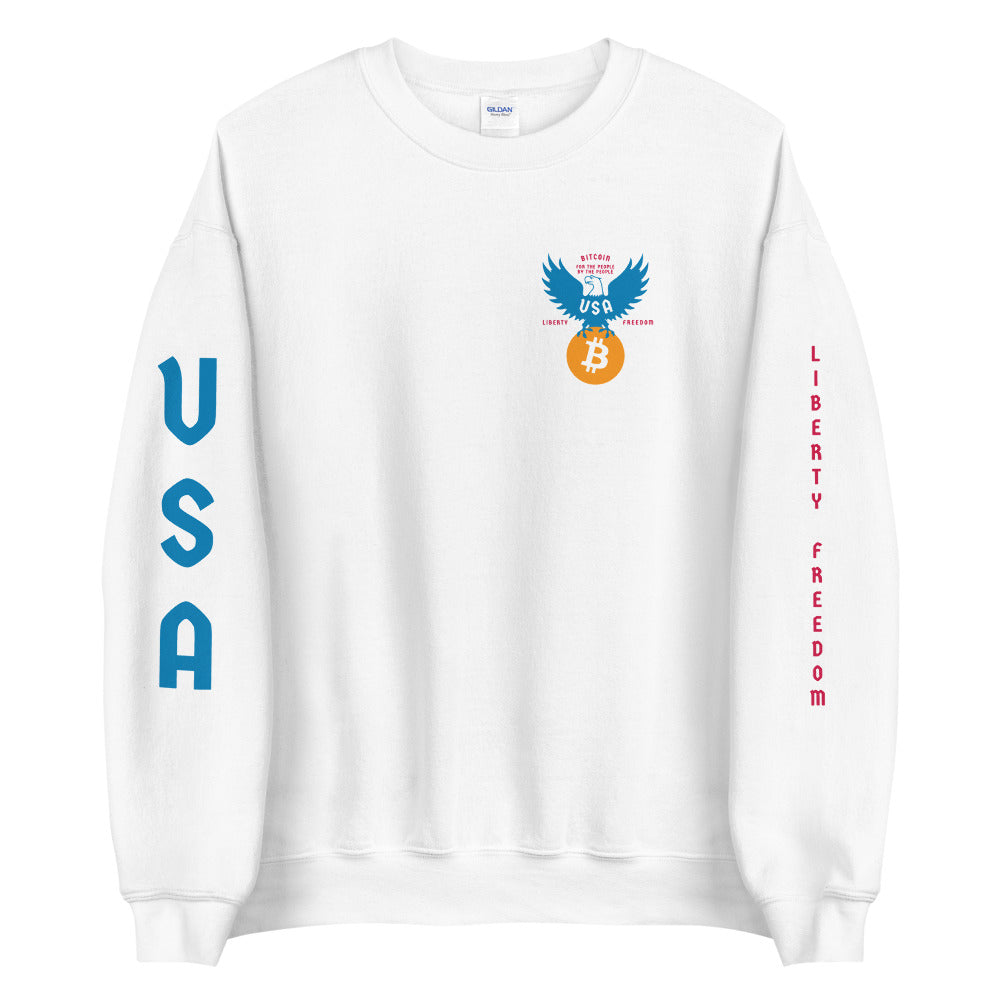 American Eagle Chest Badge Unisex Bitcoin Sweatshirt With Double Sleeve Prints - Bitcoin Merch - Hodl BTC