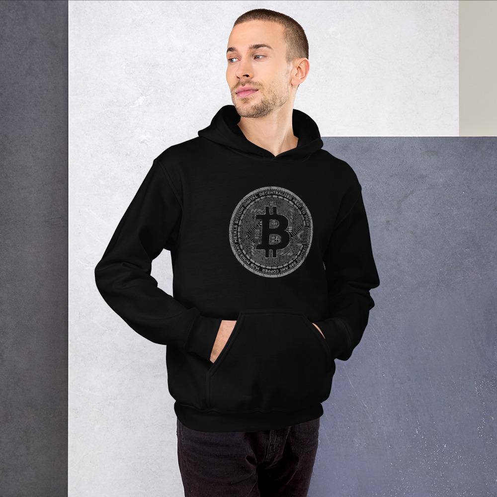 Distressed Bitcoin Coin Hoodie - Bitcoin Merch