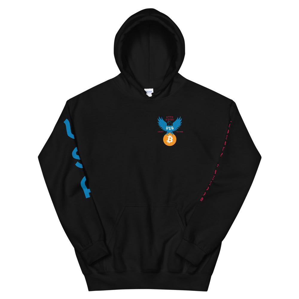 American Eagle Chest Badge Unisex Bitcoin Hoodie With Double Sleeve Prints - Bitcoin Merch - Hodl BTC