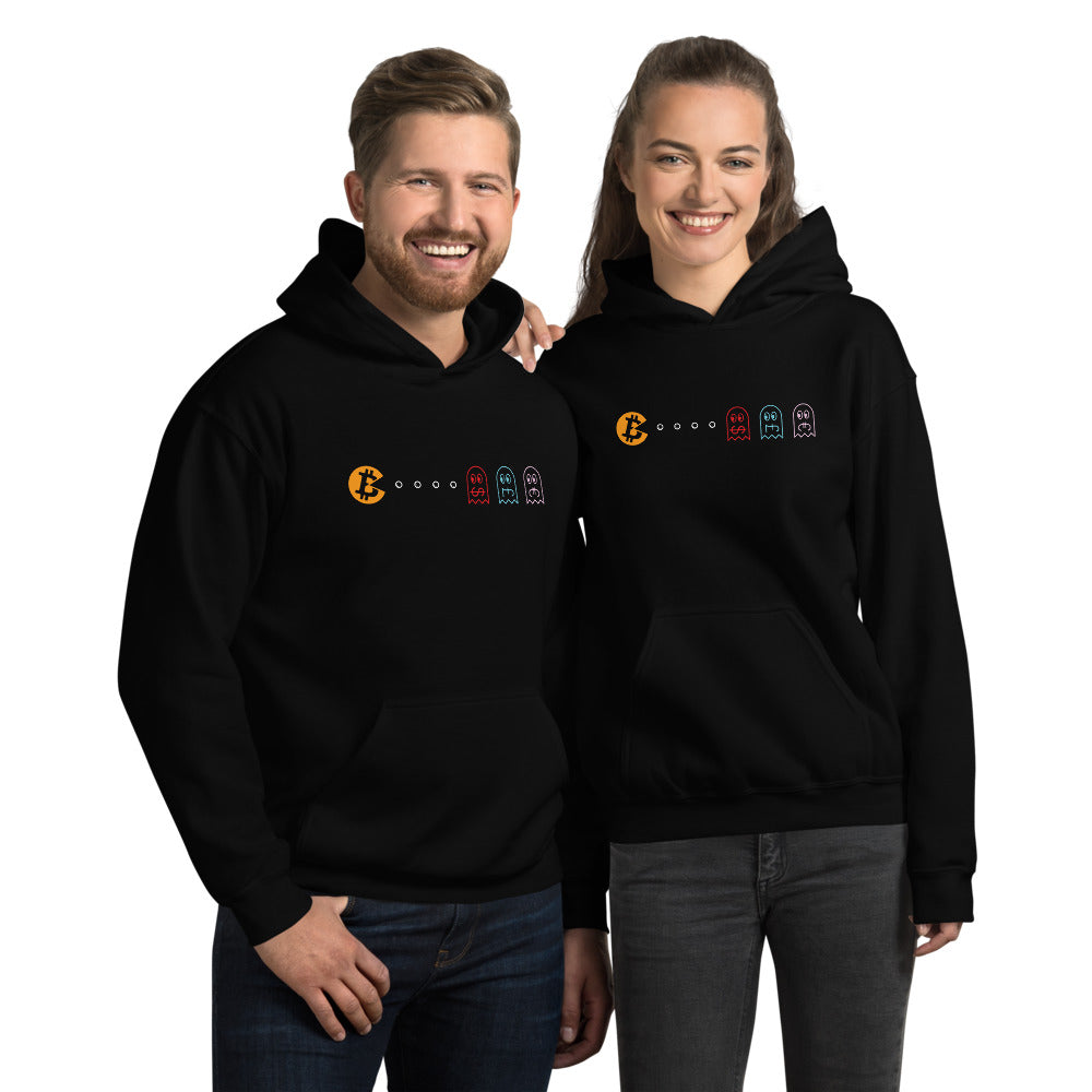 BTC Pac-Man Pullover Hoodie - Bitcoin Sweatshirt - Bitcoin Merch