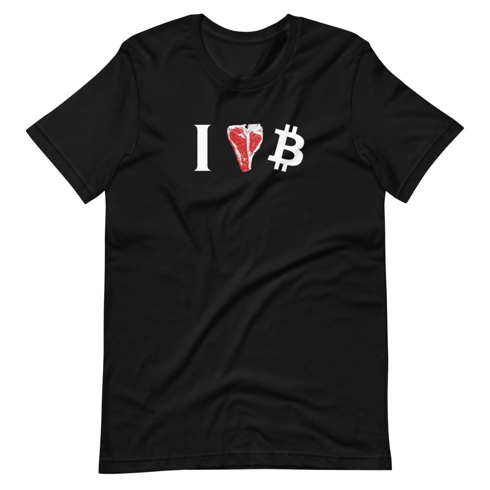 Black I Love BTC Carnivore T-Shirt - Bitcoin Merch - Bitcoin Merchandise - Hodl BTC