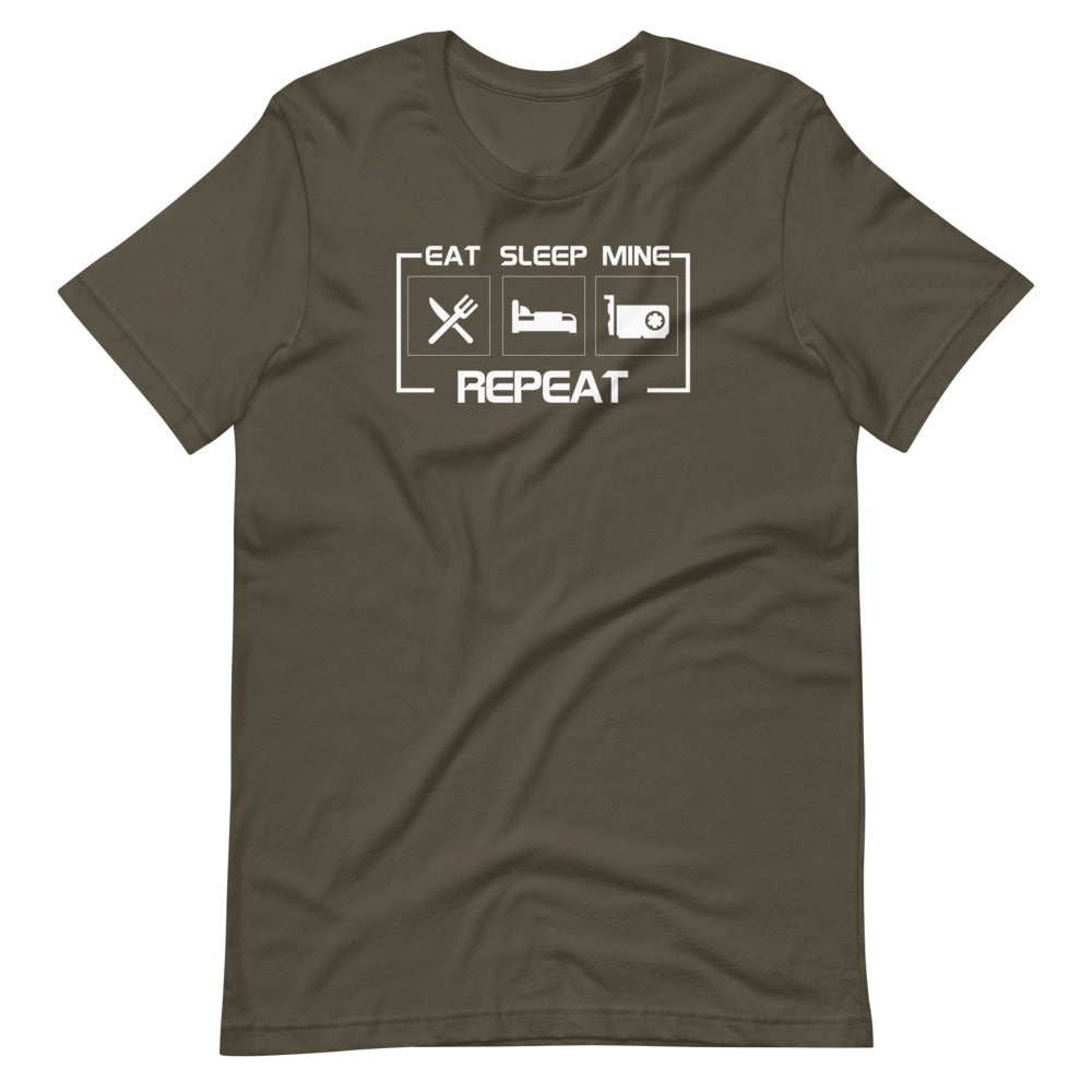 Eat Sleep Mine Repeat Bitcoin T-Shirt - Bitcoin Merch - Bitcoin Mining - Miner