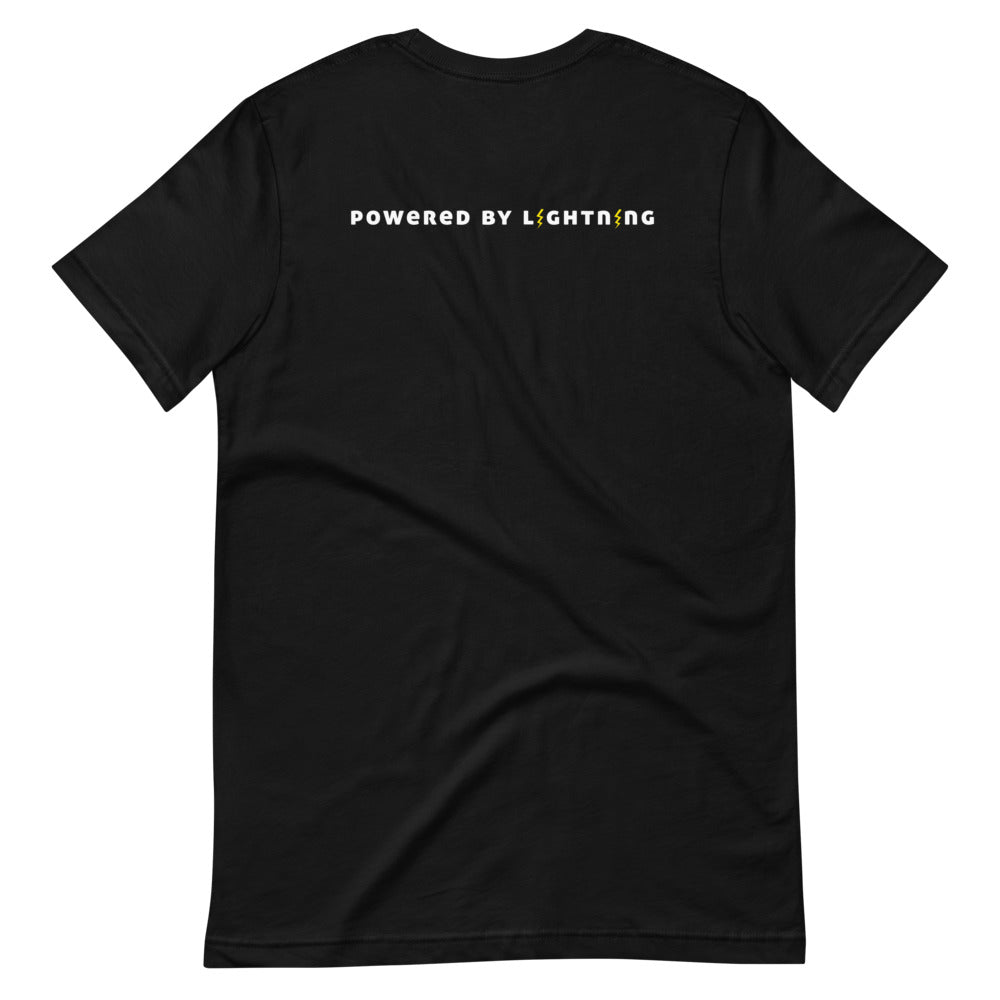 Powered By Lightning Bitcoin T-Shirt | Front and back design