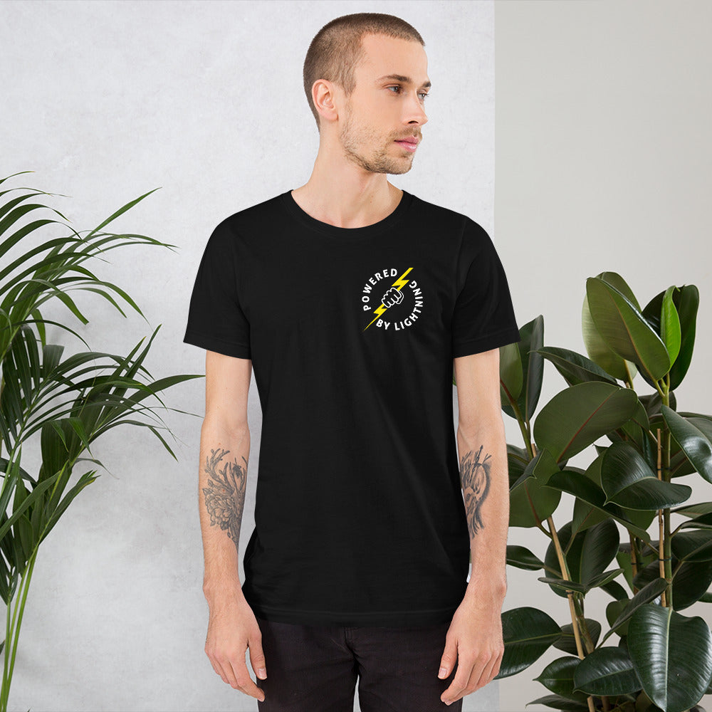 Powered By Lightning Bitcoin T-Shirt | Front and back design