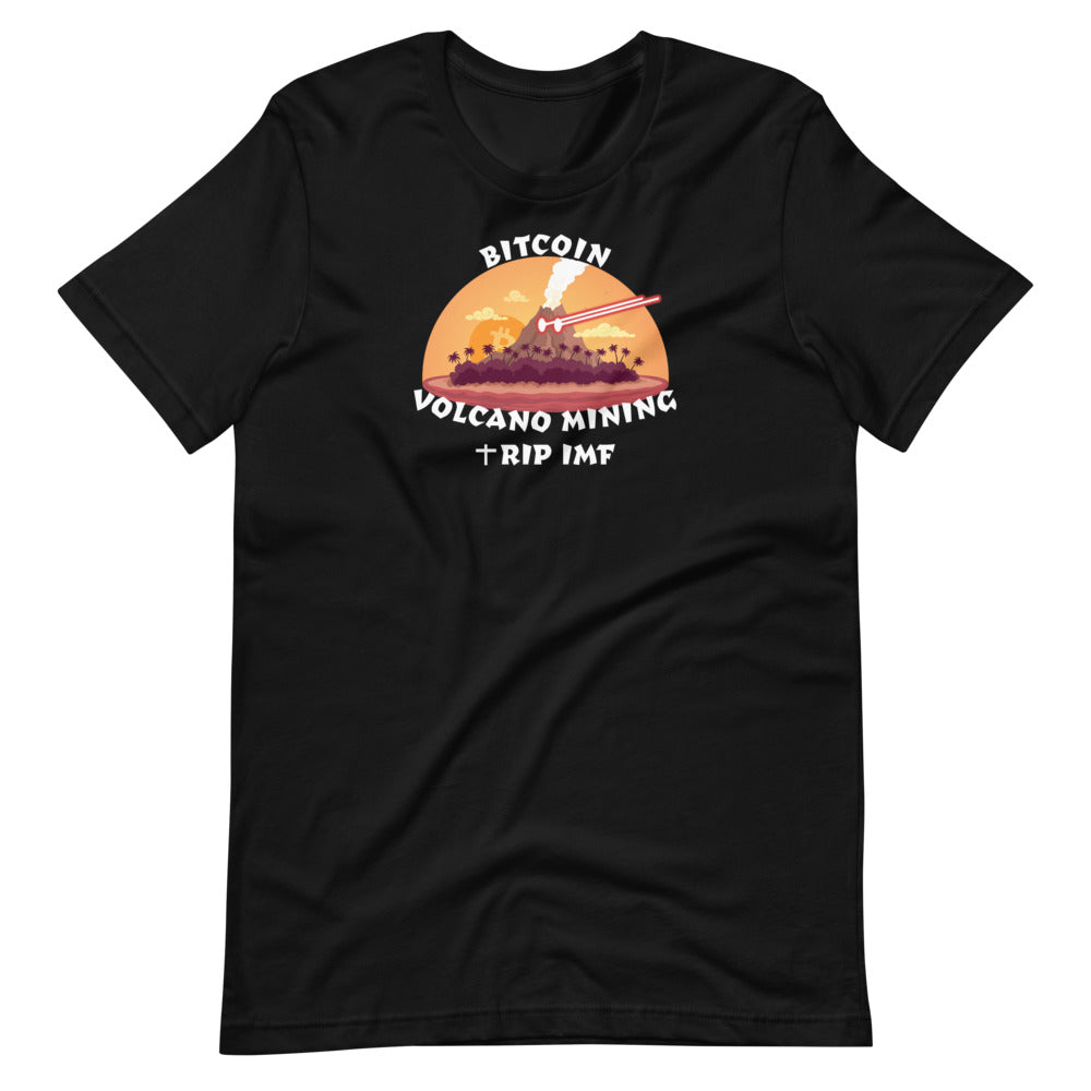 Bitcoin Volcano Mining Laser Eyes T-Shirt