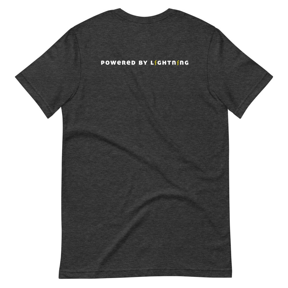 Powered By Lightning Bitcoin T-Shirt | Front and back design