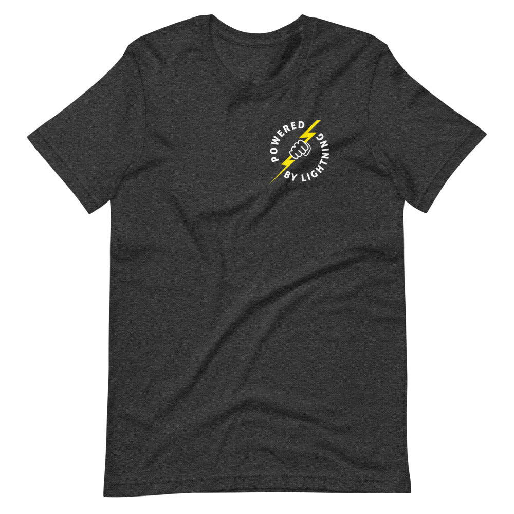 Powered By Lightning Bitcoin T-Shirt | Front and back design