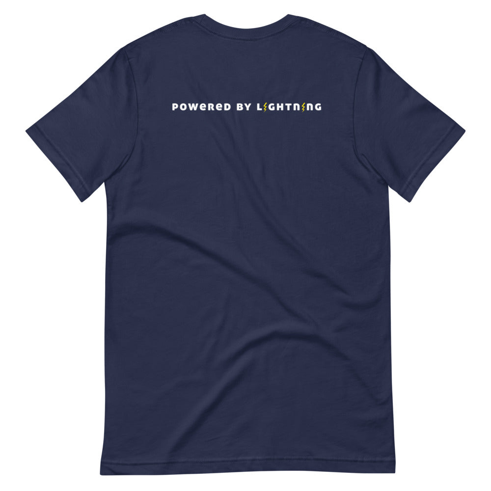 Powered By Lightning Bitcoin T-Shirt | Front and back design