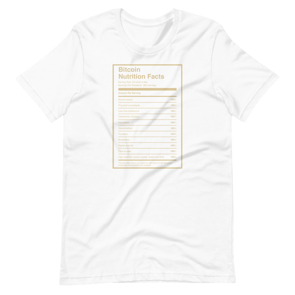 Bitcoin Nutrition Facts T-Shirt - Bitcoin Merchandise - Bitcoin Clothing