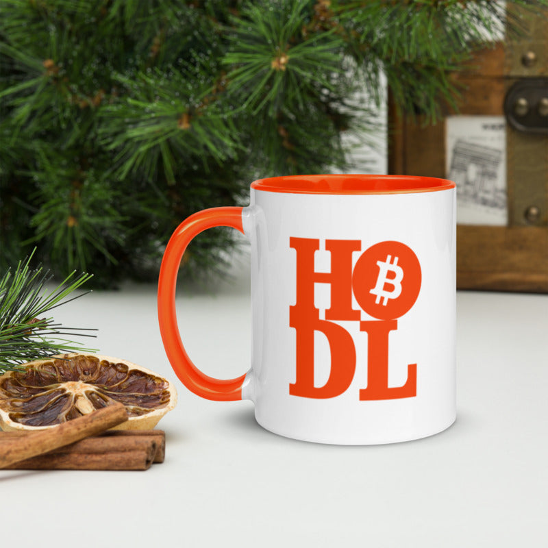Bitcoin Mug - Orange Bitcoin Hodl "Hold On For Dear Life" Magic Mug - 11 oz. - Coffee Tea