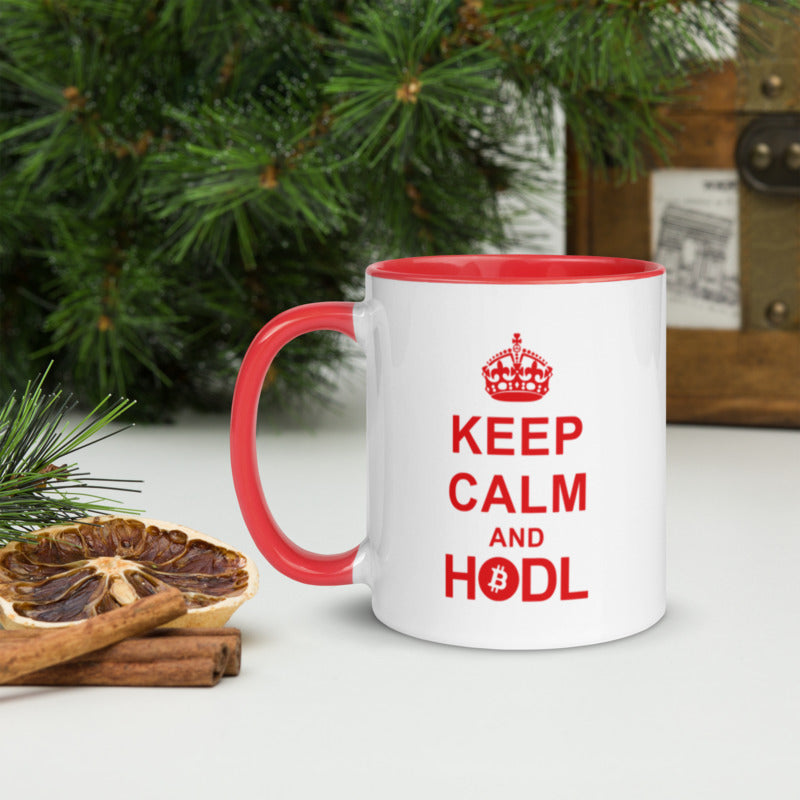 Bitcoin Mug - Red Keep Calm And Hodl "Hold On For Dear Life" Magic Mug - 11 oz. - Coffee Tea