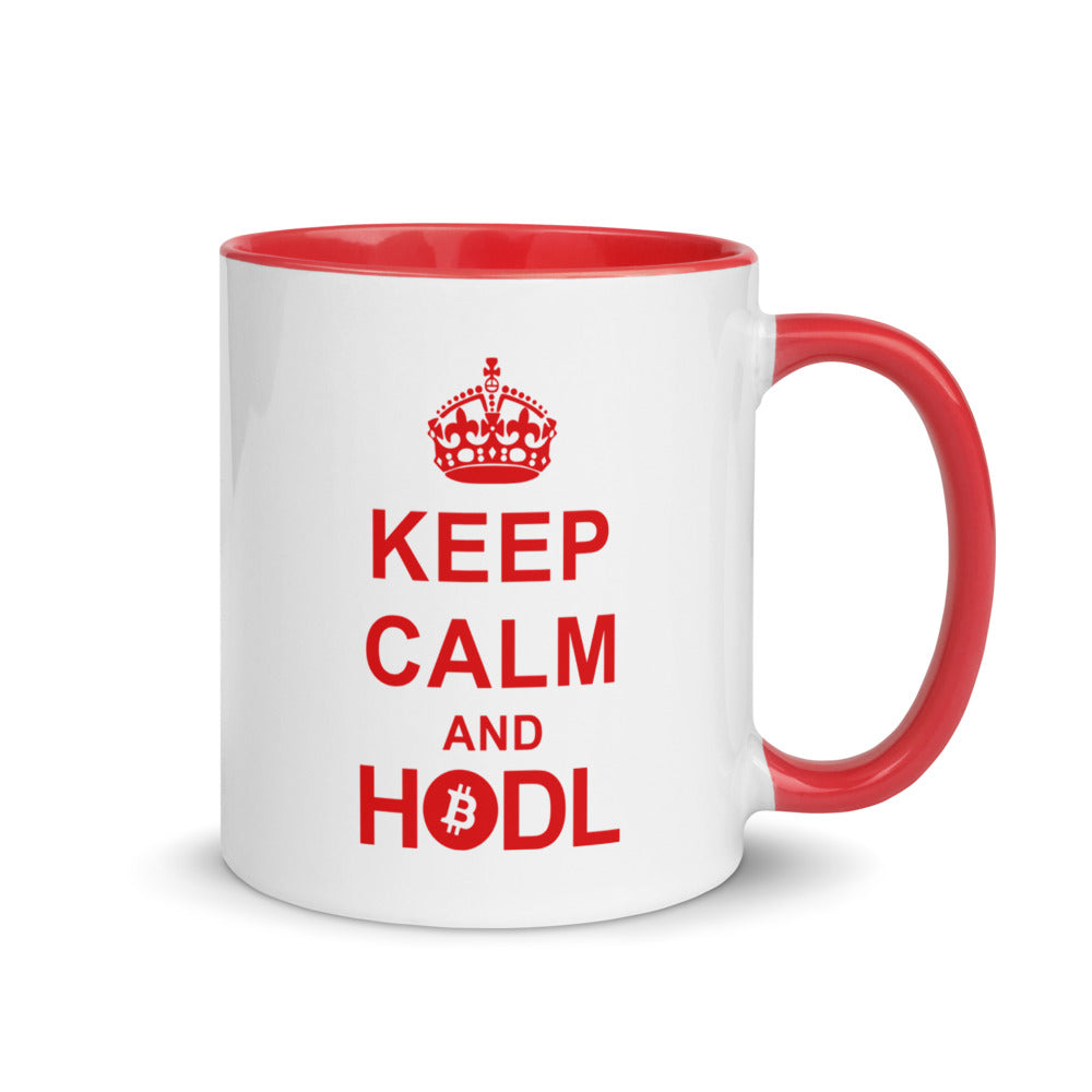 Bitcoin Mug - Red Keep Calm And Hodl &quot;Hold On For Dear Life&quot; Magic Mug - 11 oz. - Coffee Tea
