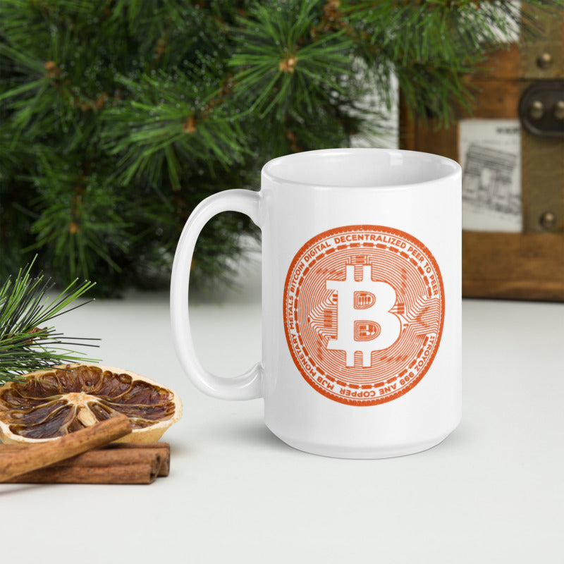 Bitcoin Casascius Coin White Glossy Mug - 15 oz. - Coffee Mug - Tea