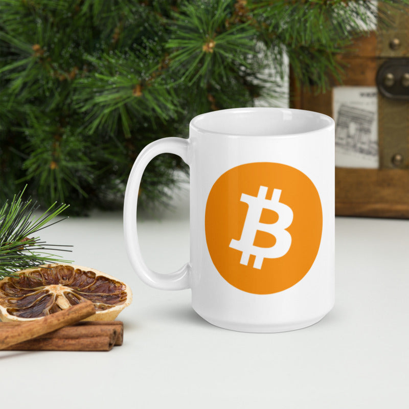 Bitcoin Classic White Glossy Mug - 15 oz. - Coffee Mug - Tea