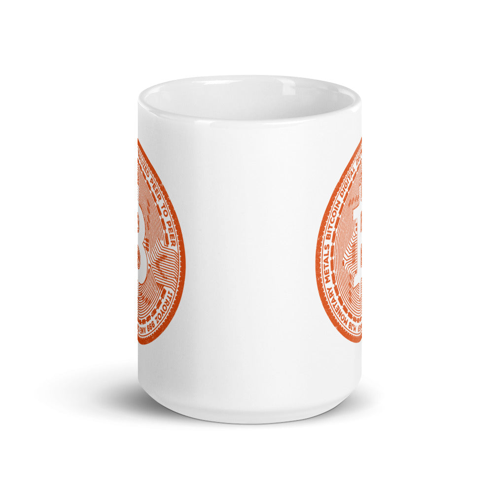 Bitcoin Casascius Coin White Glossy Mug - 15 oz. - Coffee Mug - Tea