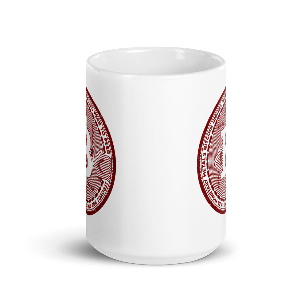 Classic Bitcoin Casascius Coin White Glossy Mug - 15oz.