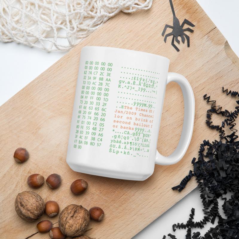 Genesis Block Bitcoin Mug - Bitcoin Merchandise - BTC Coffee and Tea Mug