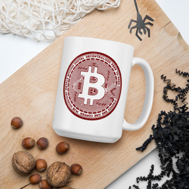 Classic Bitcoin Casascius Coin White Glossy Mug - 15oz.