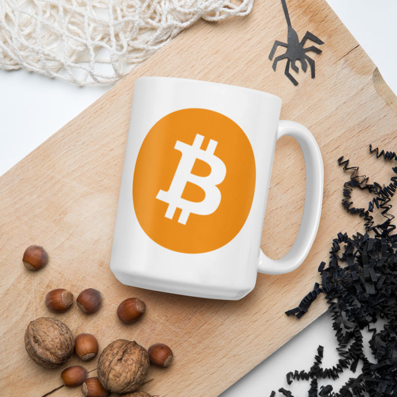 Bitcoin Classic White Glossy Mug - 15 oz. - Coffee Mug - Tea