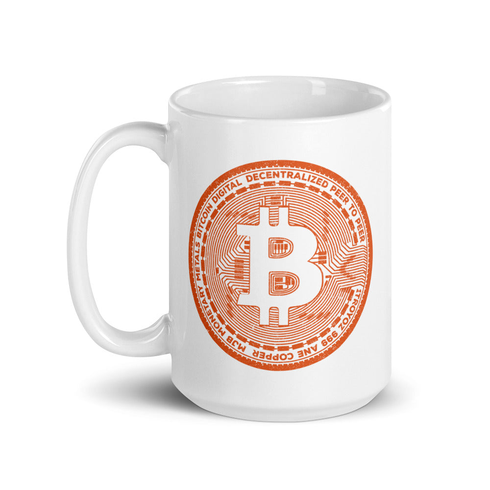 Bitcoin Casascius Coin White Glossy Mug - 15 oz. - Coffee Mug - Tea