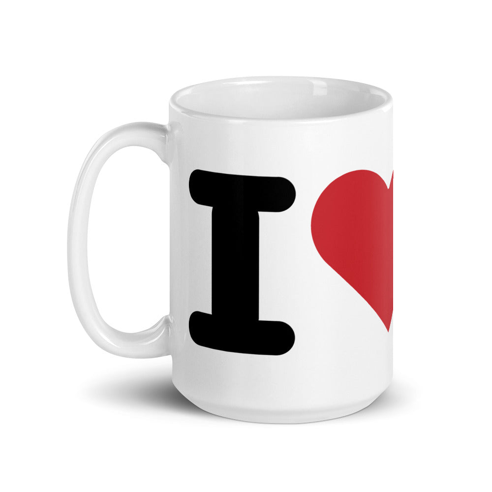 I Love BTC White Glossy Mug - 15 oz. - Coffee Mug - Tea