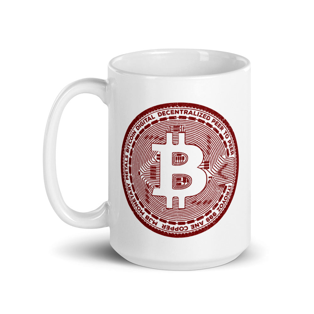 Classic Bitcoin Casascius Coin White Glossy Mug - 15oz.