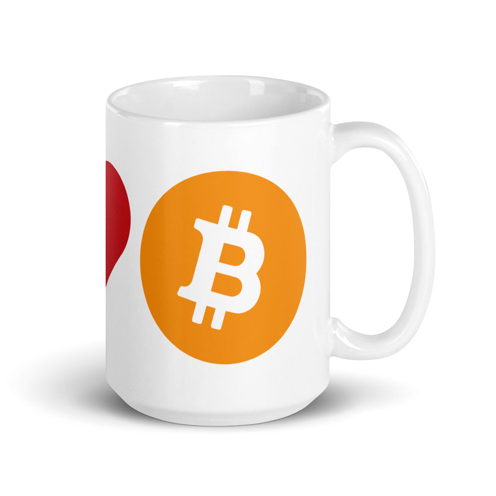 I Love BTC White Glossy Mug - 15 oz. - Coffee Mug - Tea