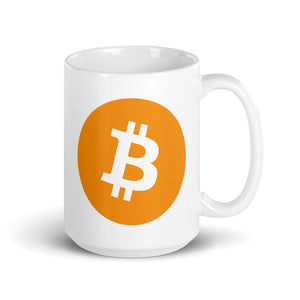 Bitcoin Classic White Glossy Mug - 15 oz. - Coffee Mug - Tea